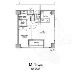 グランアベニュー栄 1LDKの間取図画像