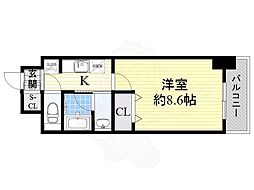 レジディア高岳 1Kの間取図画像