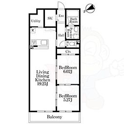名古屋市千種区千種2丁目マンション 2LDKの間取図画像