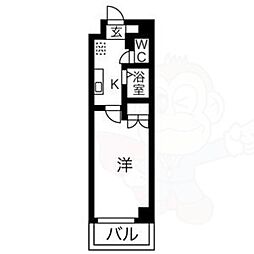 ルミナス新栄 1Kの間取図画像