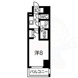 エスリード泉プライム 1Kの間取図画像