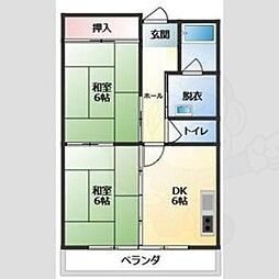 コーポラス中銀 2DKの間取図画像