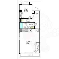 フジパークハイツB 1LDKの間取図画像