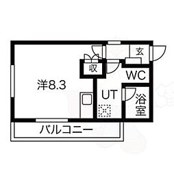 プリシェール八田 1Kの間取図画像