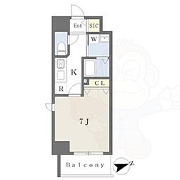 プレイズシード車道アベニュー 1Kの間取図画像