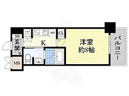 レジディア高岳 1Kの間取図画像