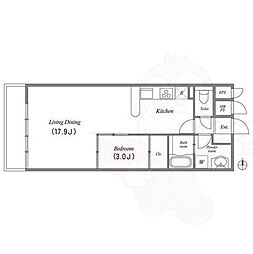グラマシー白川公園 1LDKの間取図画像
