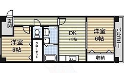 ベルウッド名駅 2DKの間取図画像