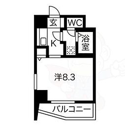 アビタシオン鶴舞 1Kの間取図画像