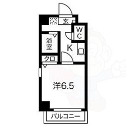 万宝マンション 1Kの間取図画像