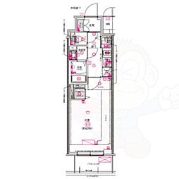 CREST TAPP名古屋山王 1Kの間取図画像