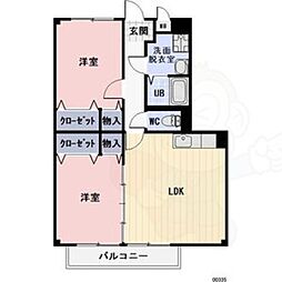クレール2 2LDKの間取図画像