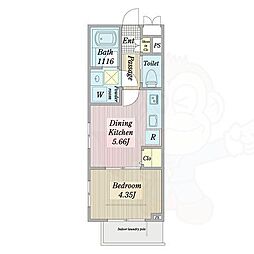 名古屋市中川区元中野町3丁目アパート 1DKの間取図画像