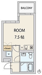 Prosper上目黒 ワンルームの間取図画像
