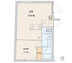 エスセナーリオ目黒花房山 3階1LDKの間取り