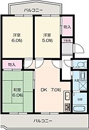 ガーデンハイツシグマ1 3DKの間取図画像