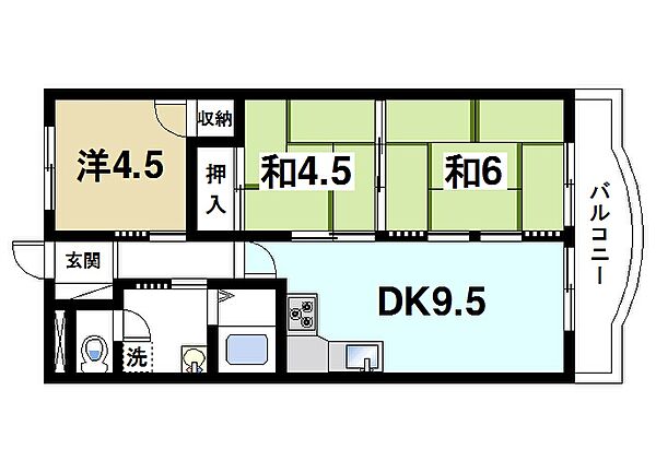 奈良県天理市三島町(賃貸マンション3DK・4階・53.96㎡)の写真 その2