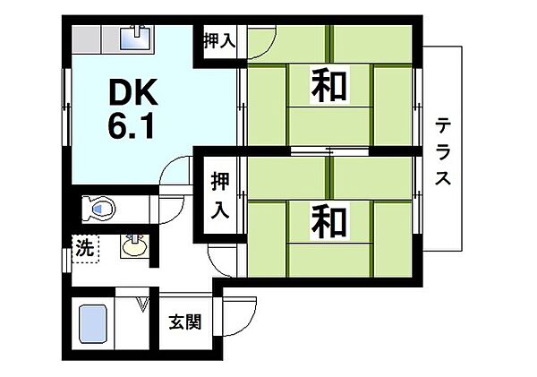 画像2:2DKの間取りです