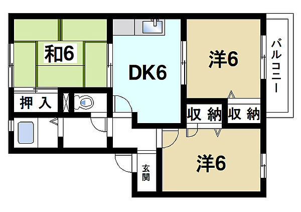 画像2:3DKの間取りです