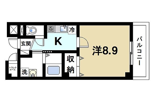 セレーノ東生駒B ｜奈良県生駒市辻町(賃貸マンション1K・2階・29.43㎡)の写真 その2