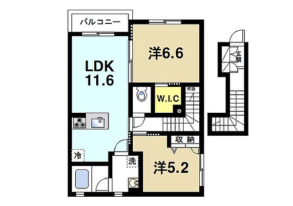 画像2:2ＬＤＫの間取りです