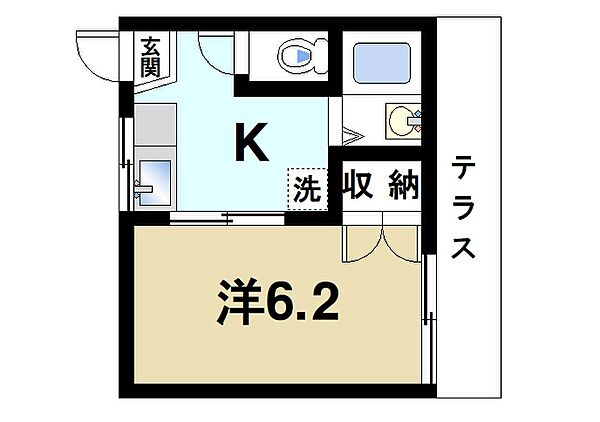 画像2:お一人暮らしにピッタリの1Ｋのお部屋です。