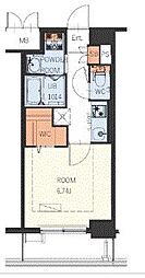 ギャラクシー博多駅北 2階1Kの間取り
