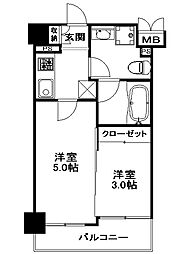 ルネッサンス21薬院サウス 6階2Kの間取り