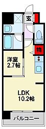 ウェルブライト美野島 1LDKの間取図画像