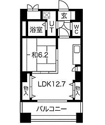 レジデンスカープ博多 1LDKの間取図画像
