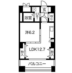 レジデンスカープ博多 1LDKの間取図画像