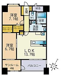 ラ・メール港 2SLDKの間取図画像
