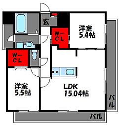 YGM箱崎駅前2 2LDKの間取図画像