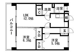 第3よしみビル 2DKの間取図画像