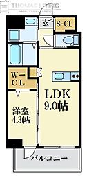 リレア山王 1LDKの間取図画像