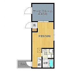 ガレット和白 1階ワンルームの間取り