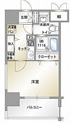 エンクレスト香椎 10階1Kの間取り
