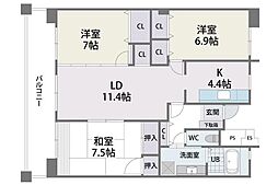 L-PLASEKAIZUKA 3LDKの間取図画像