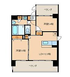 クリムゾン吉塚 2LDKの間取図画像