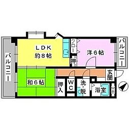 グランベルデ丸善 2LDKの間取図画像