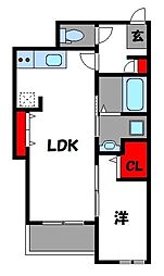 カグアール九産大前 1LDKの間取図画像