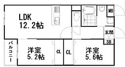 ロイズ・プレシア多々良東 2LDKの間取図画像