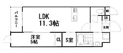 ロイズ・プレシア多々良東 1SLDKの間取図画像