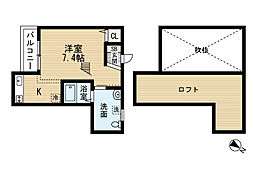 マリンスタジオ和白 ワンルームの間取図画像