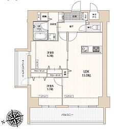 LexusGarden箱崎タワーズWEST 2LDKの間取図画像
