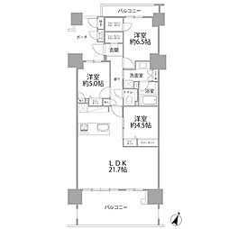 センターマークスレジデンス 3LDKの間取図画像