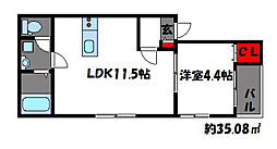 アクアブラン貝塚 1LDKの間取図画像