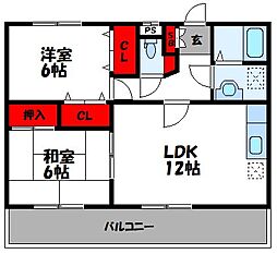 アーバン宮の杜 2LDKの間取図画像