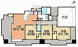 エイルマンション千早駅前 3LDKの間取図画像