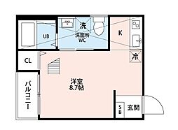 Lea吉塚 ワンルームの間取図画像